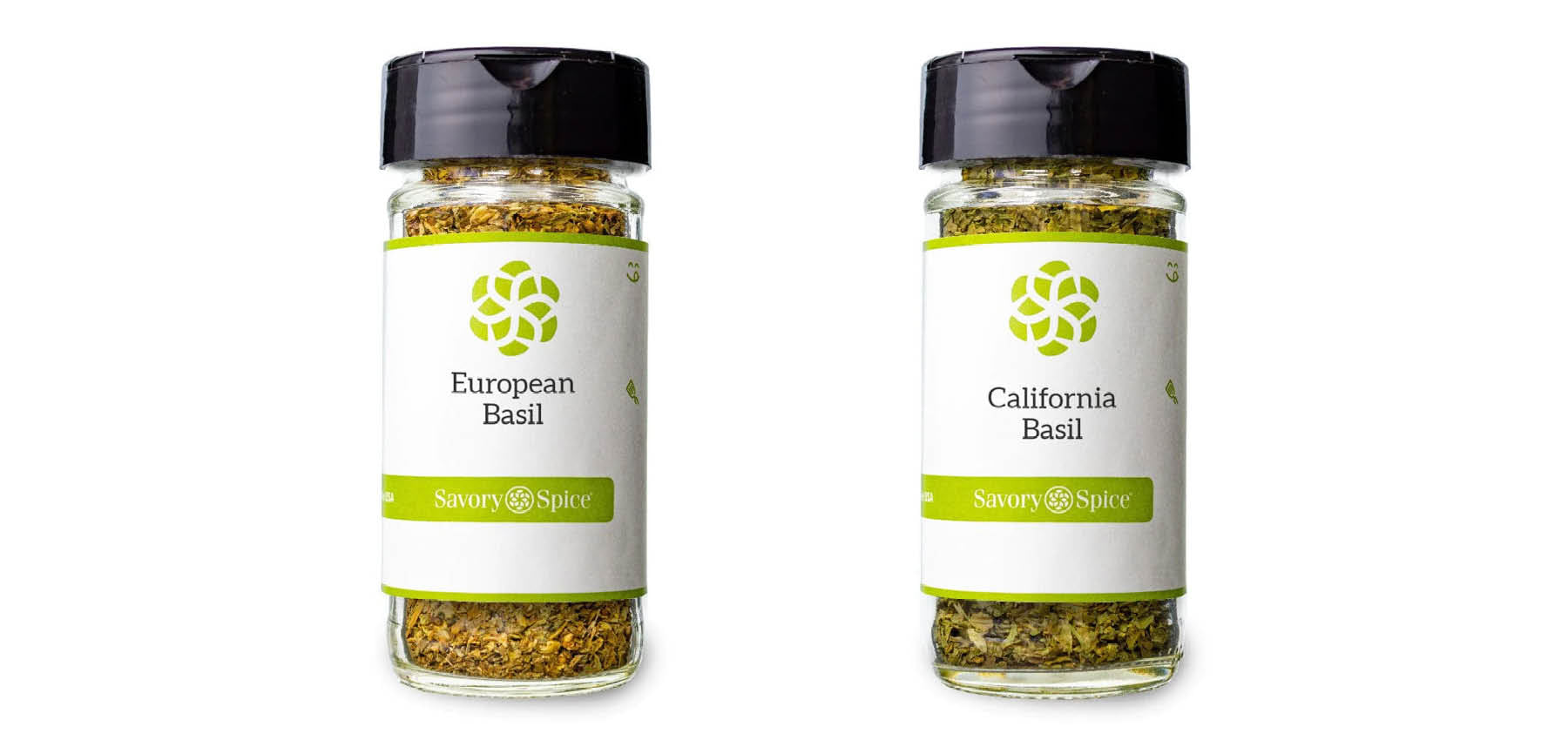 European Basil and California Basil in jars