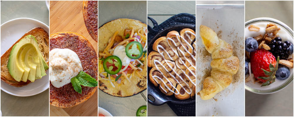 Six different easy breakfast options