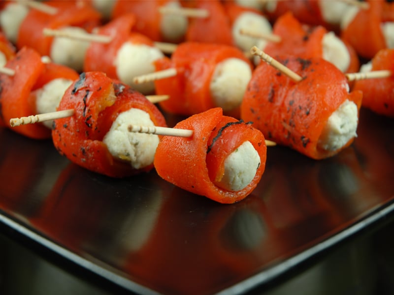 Roasted Red Pepper Wrapped Cheese Rolls