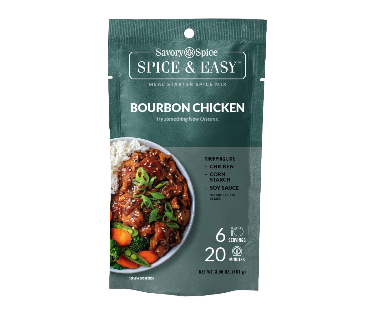 Bourbon Chicken Spice & Easy package front on white