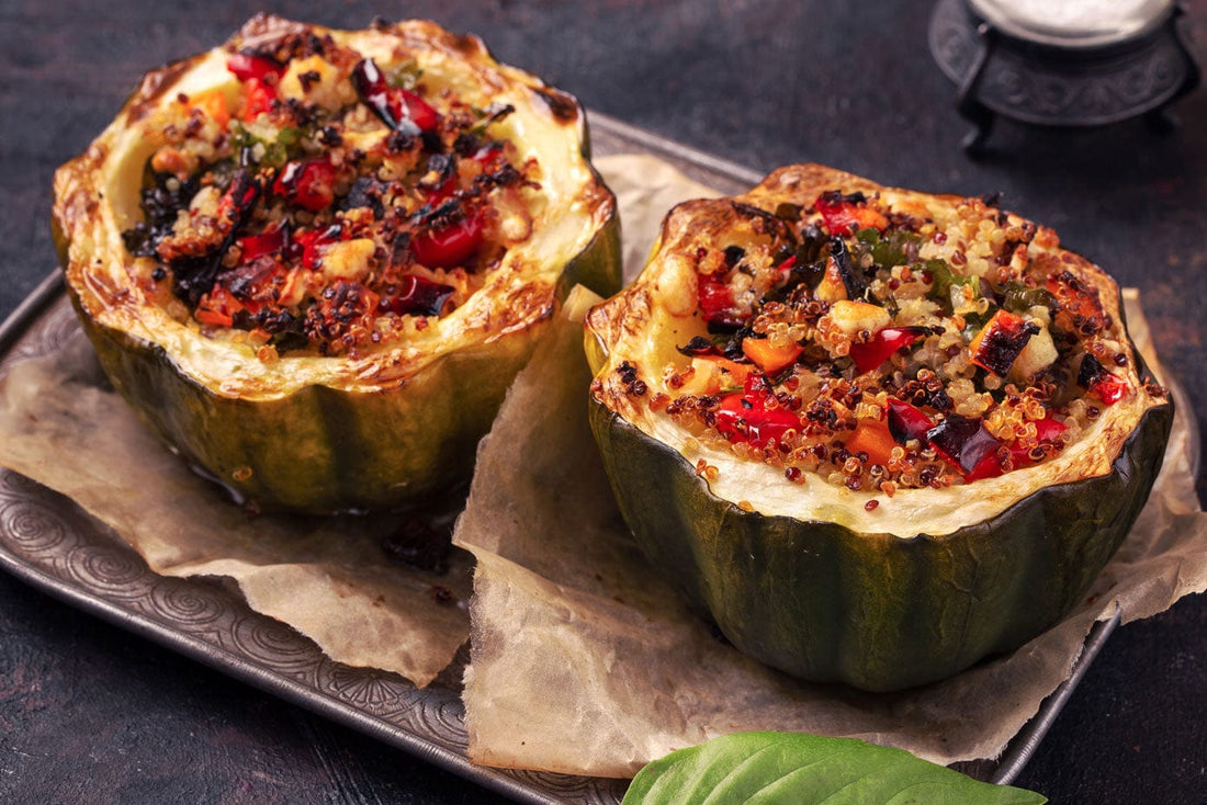 Cheesy Quinoa Stuffed Acorn Squash