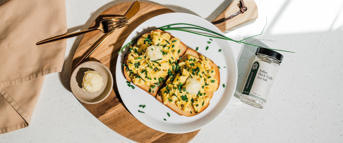 Truffle Butter Soft Scrambled Eggs on Toast