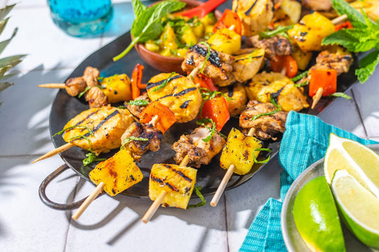 Jerk Skewers with Pineapple Salsa