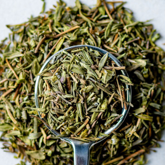 Close up spoon of dried thyme
