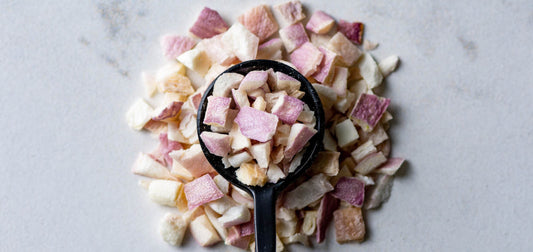 Close up of spoon of Freeze Dried Shallots
