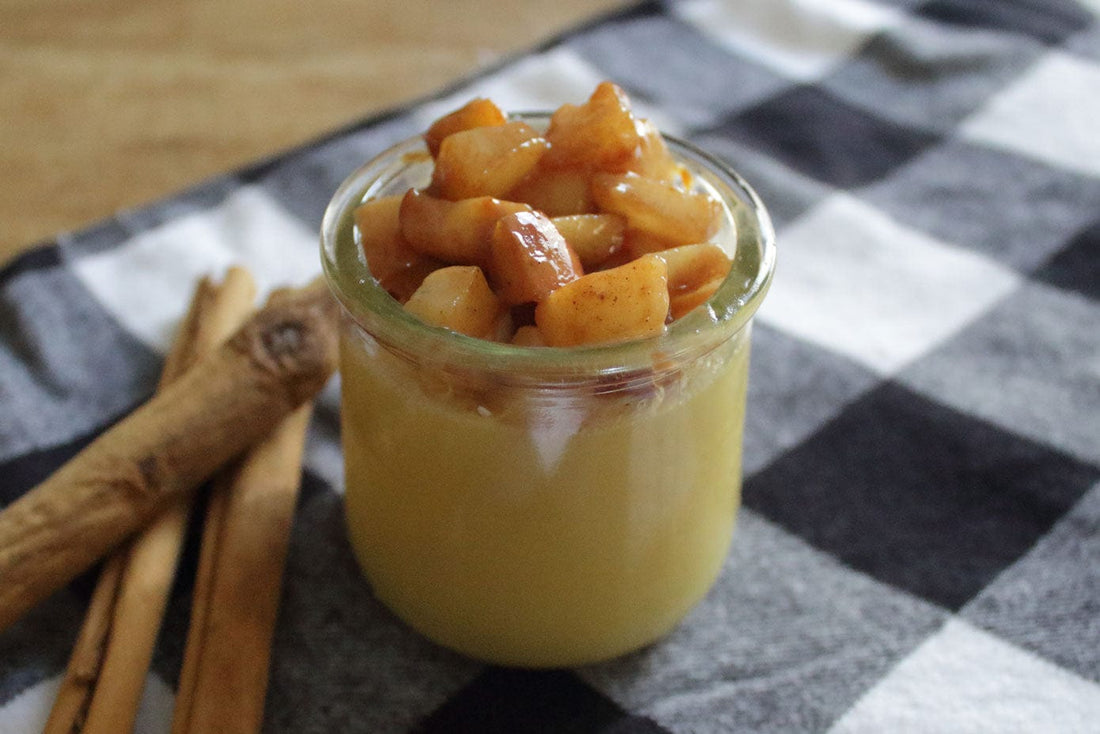 Mulling-Spiced Panna Cotta with Caramelized Apples