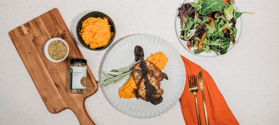 Bohemian Forest Pork Chops with Maple Squash Mash