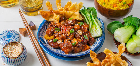 Kung Pao Chicken with additional Chinese sides