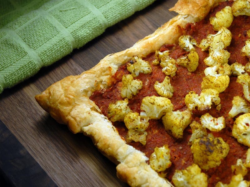 Muhammara Tart with Ras el Hanout Cauliflower