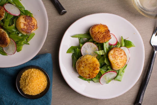 Saffron Scallops and Snow Pea Salad