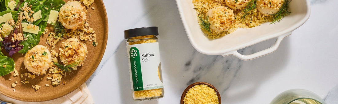 Herb Crusted Scallops with Saffron Salt