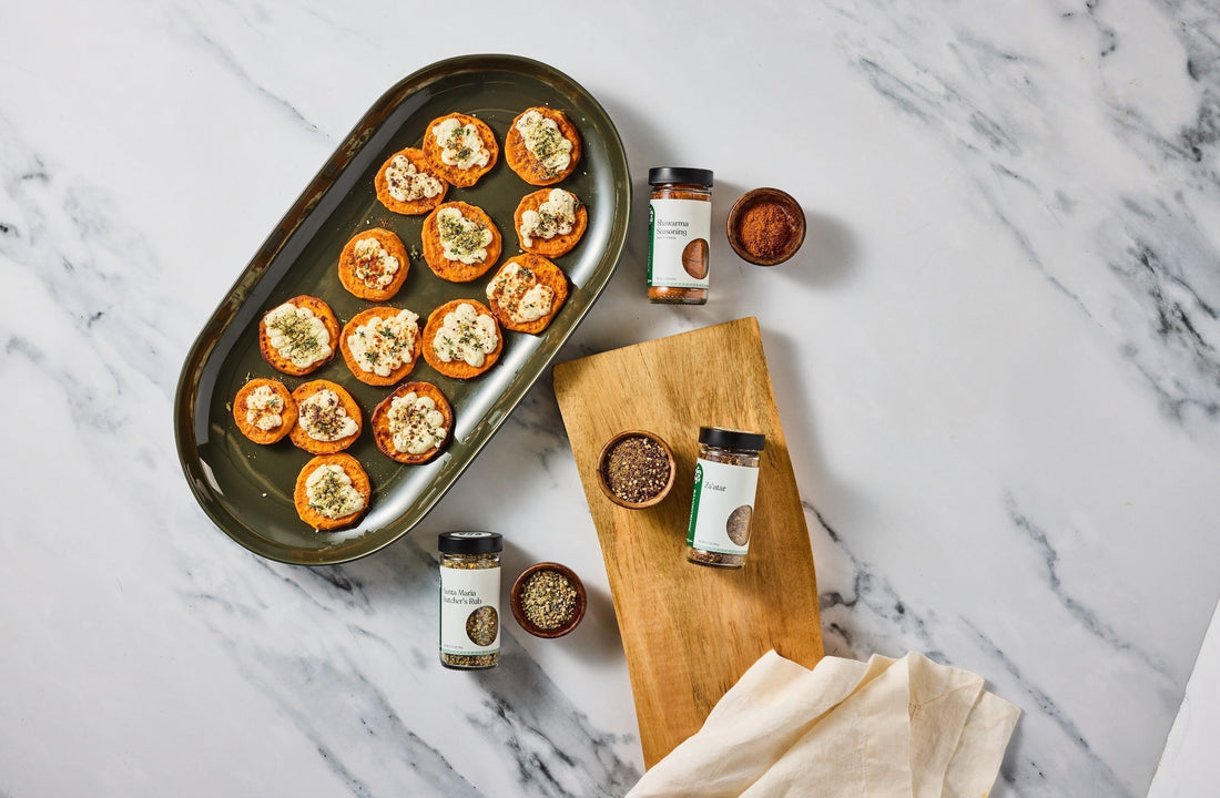 Spiced Sweet Potato Crostini with Honey-Whipped Feta