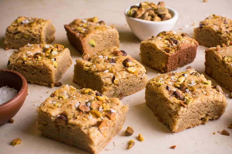 Tahini Pistachio Blondies