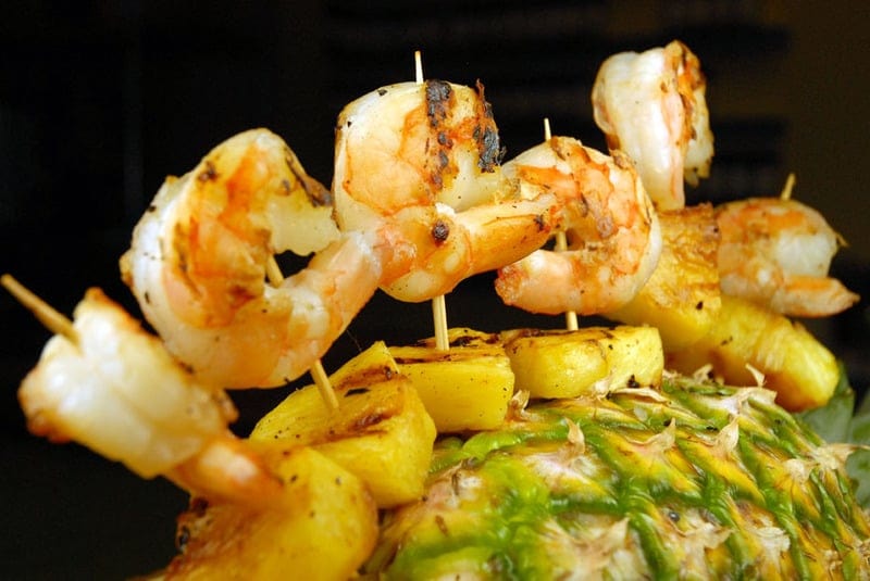 Urfa-Cardamom Shrimp & Pineapple Skewers