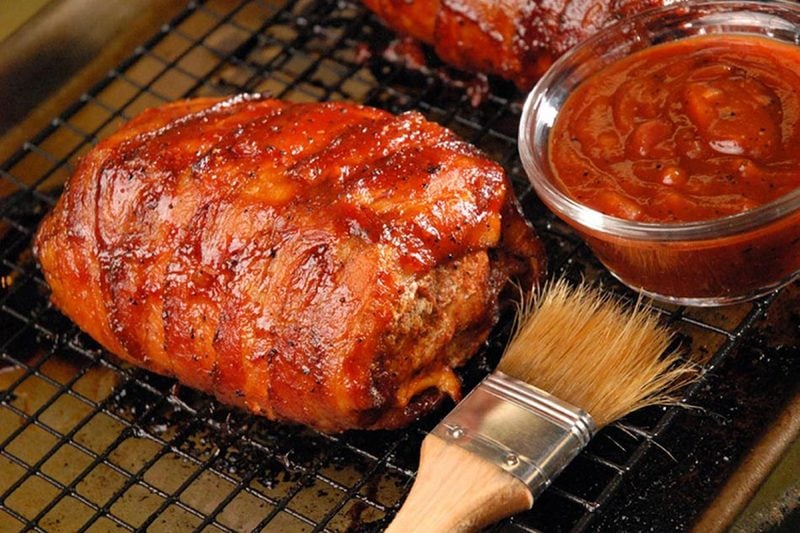Bacon-Wrapped Pork Loin with Whiskey Barbecue Sauce