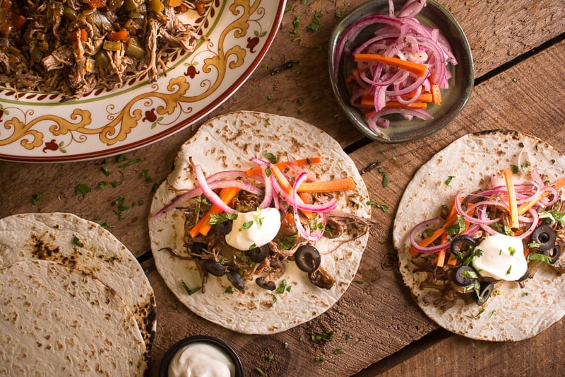 Beef Carnitas with Carrot-Onion Quick Pickle