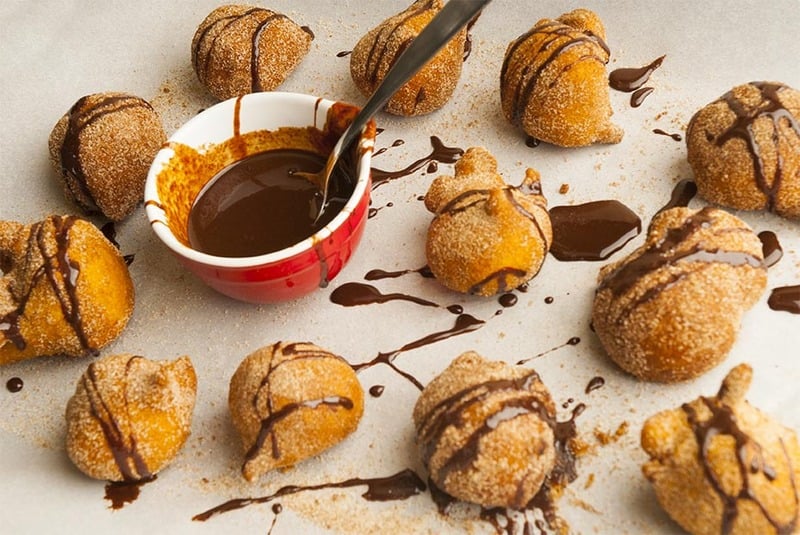 Donut Holes with Chocolate Sauce