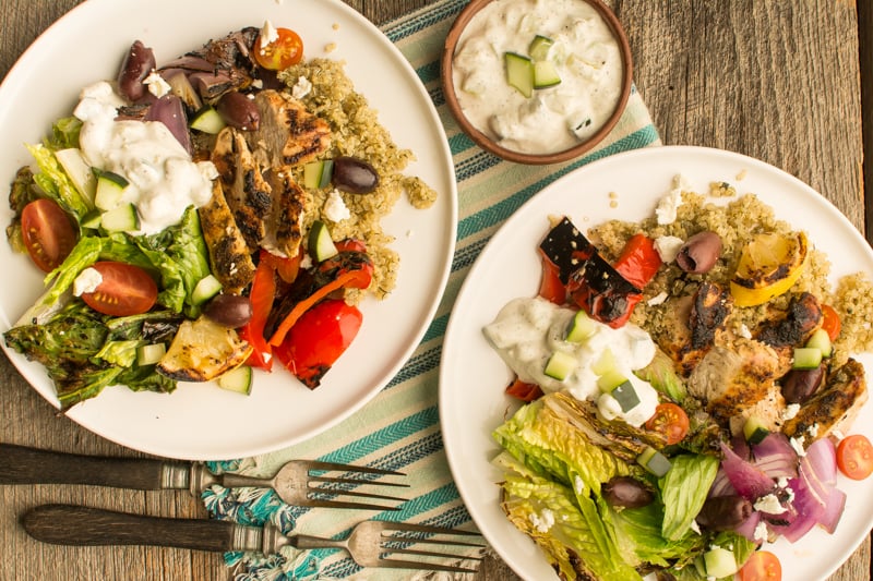 Grilled Greek Salad with Dill Quinoa