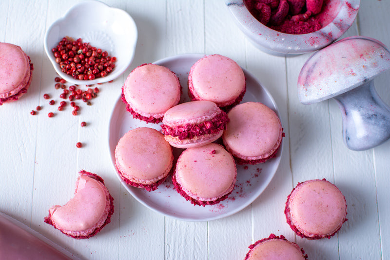 Pink Peppercorn Macarons with Ruby Rose Ganache