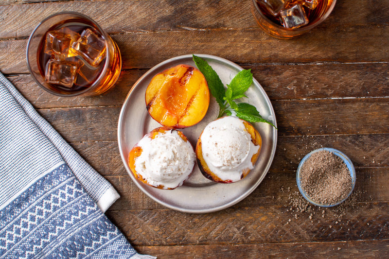Whiskey Glazed Grilled Peaches