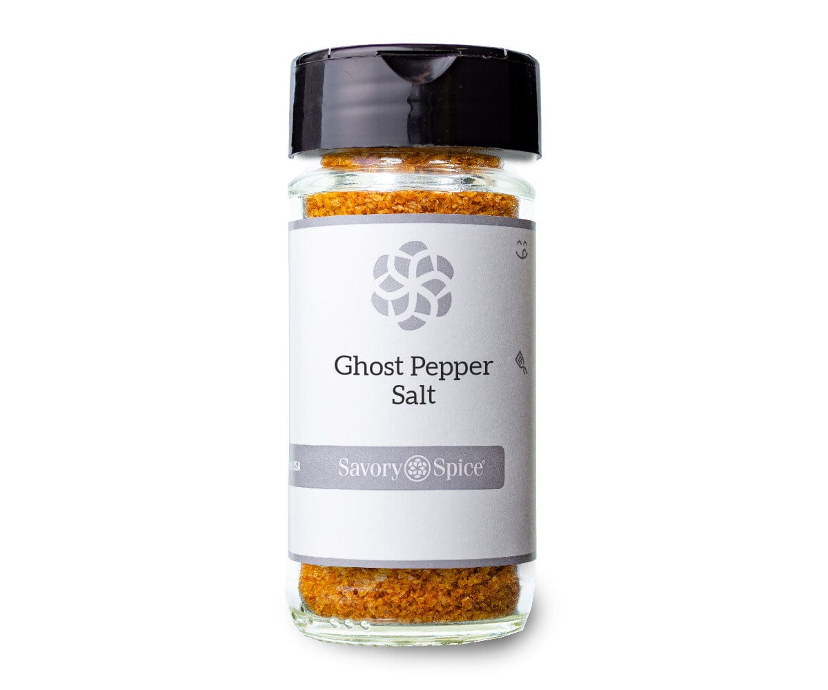Medium jar of Ghost Pepper Salt on white background