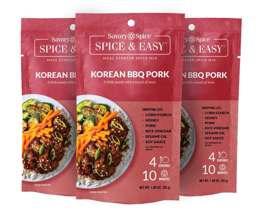 Three Korean BBQ Pork Spice & Easy on white