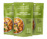 Three packs of Mexican Street Corn Dip Spice & Easy on white