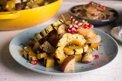 Roasted Delicata Squash with Apple & Onion Sauce