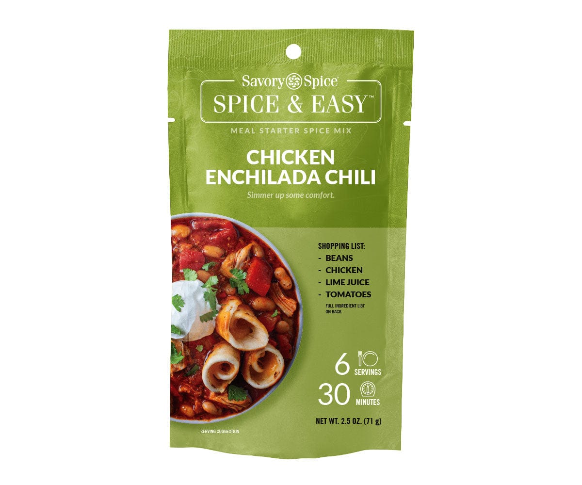 Front of Chicken Enchilada Chili Spice & Easy package on white