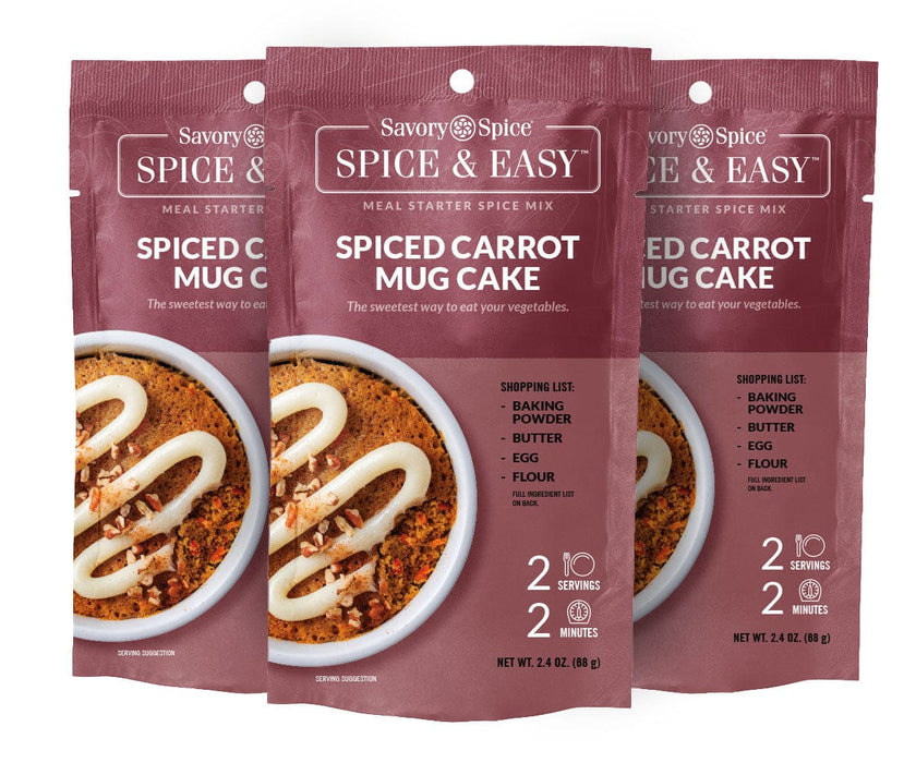 Three Spiced Carrot Mug Cakes Spice & Easy on white