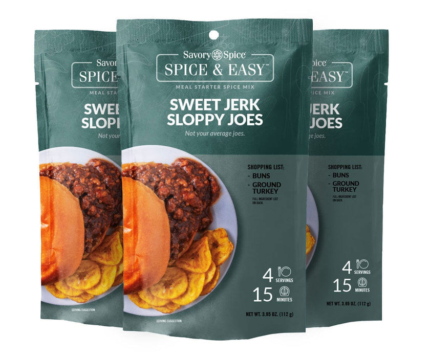 Three Sweet Jerk Sloppy Joes Spice & Easy on white