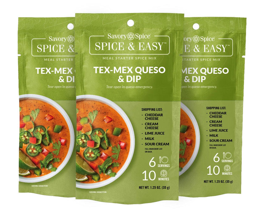 Three Tex-Mex Queso & Dip Spice & Easy on white