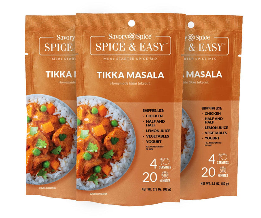 Three Tikka Masala Spice & Easy on white