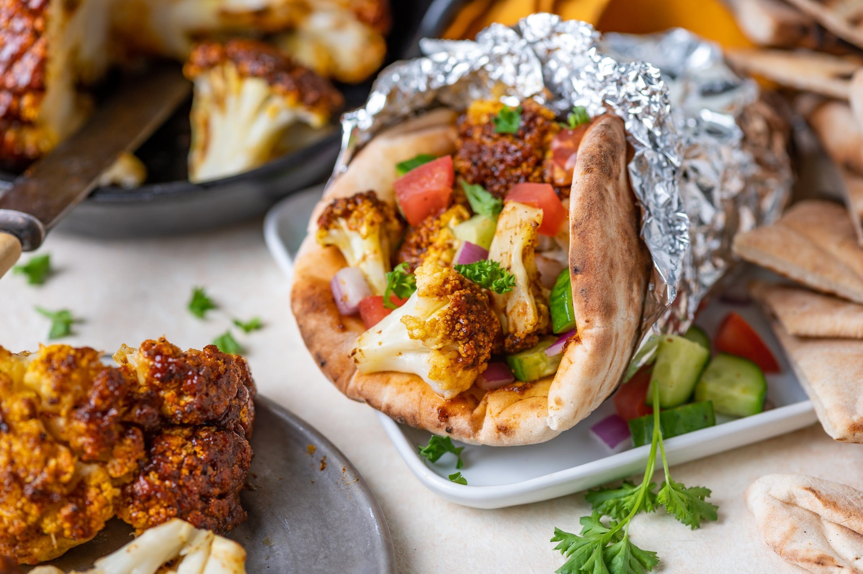 BBQ Shawarma Cauliflower Wrap Recipe Savory Spice