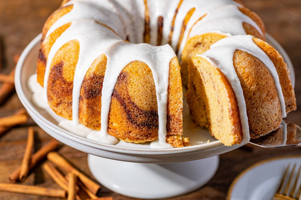 Strawberry Swirl Bundt Cake with Vanilla Icing - Bakers Table