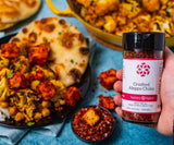 Curry Cauliflower with crispy chile tofu 