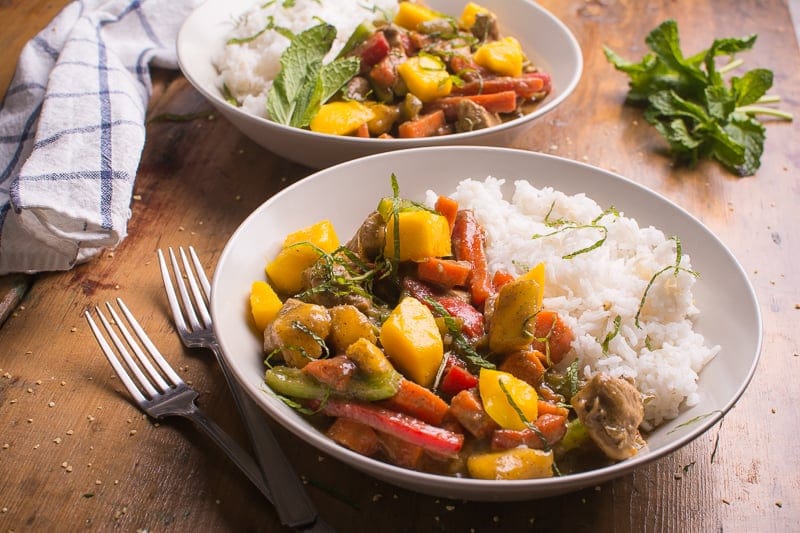 Green Curry Chicken with Mango