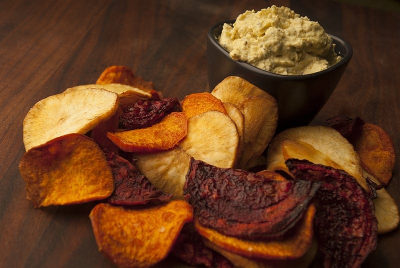 Tri-Chips with Creamy Mustard Parmesan Dip